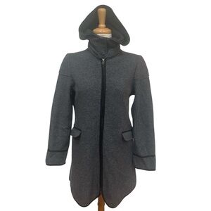 Katherine Barclay 100% Wool Charcoal Gray Hooded Coat Women's Medium